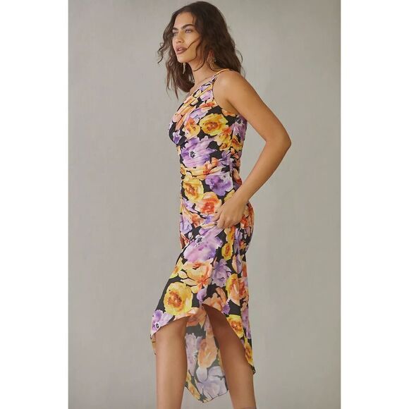 Anthropologie Geisha Designs Asymmetrical Hem Midi Dress Size XXS - Picture 1 of 11